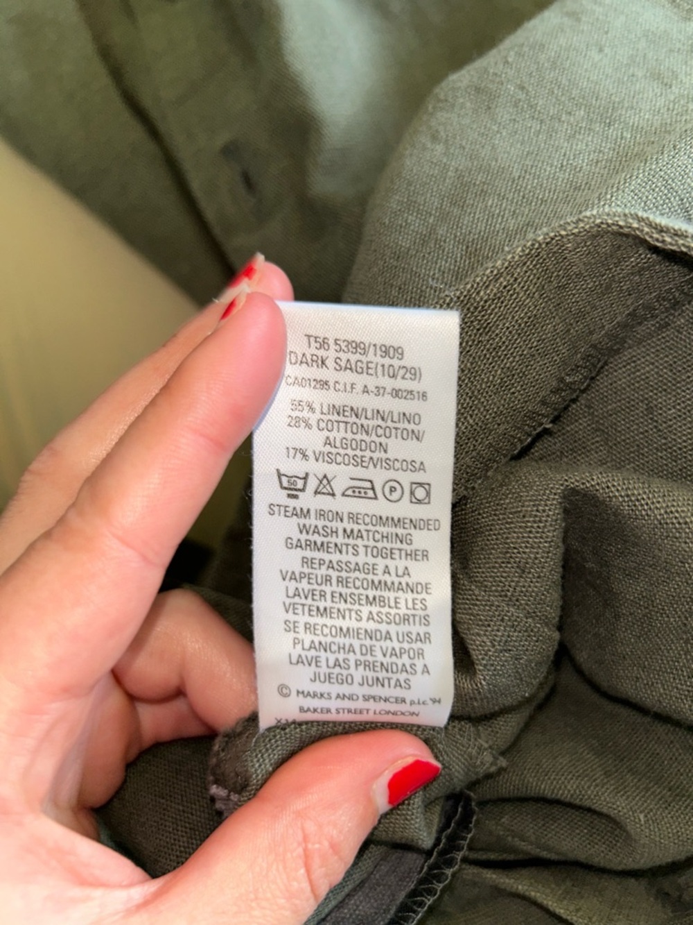 Marks & Spencer Olive Green Button-Front Midi Skirt - Picture 5 of 5